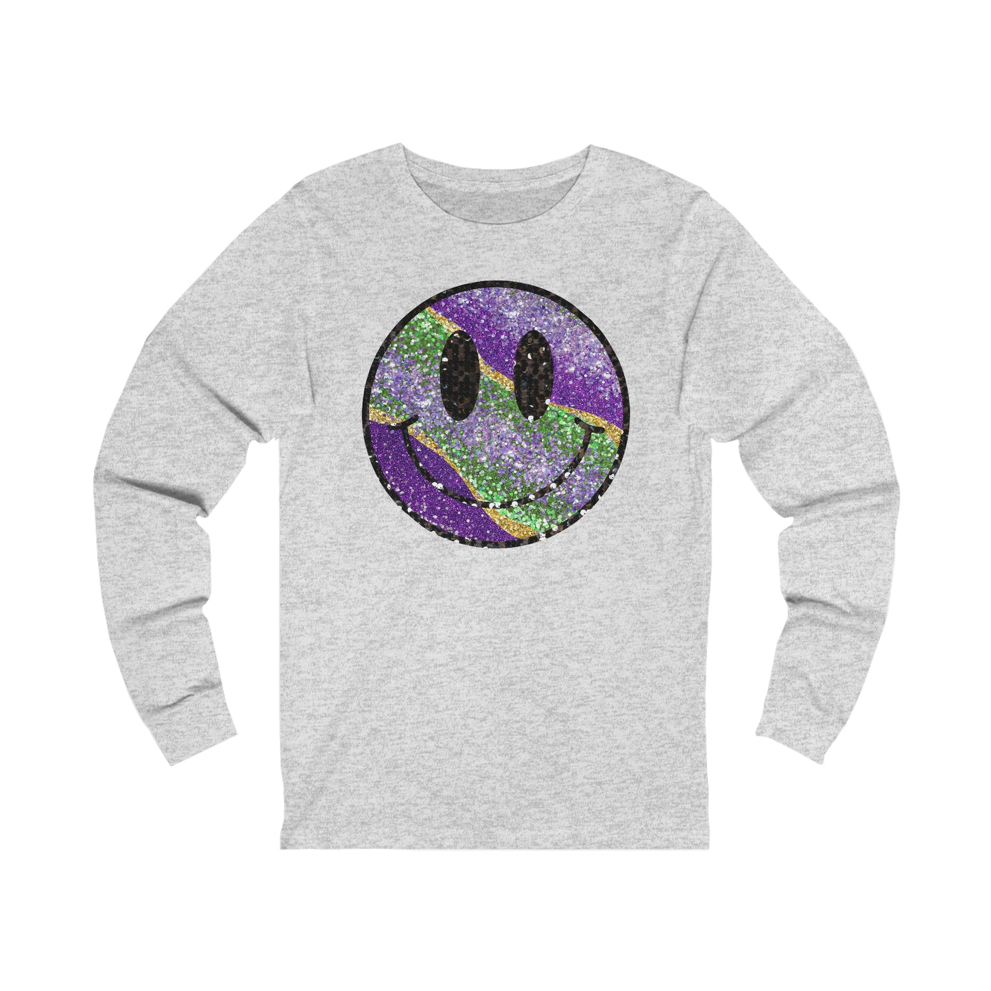 Mardi Gras Smiley Face Long Sleeve Tee