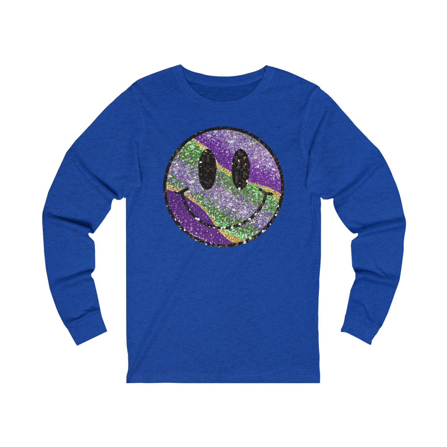 Mardi Gras Smiley Face Long Sleeve Tee