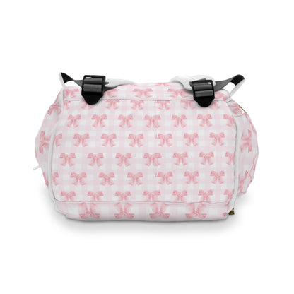 Coquette Pink Bow Multifunctional Diaper Backpack