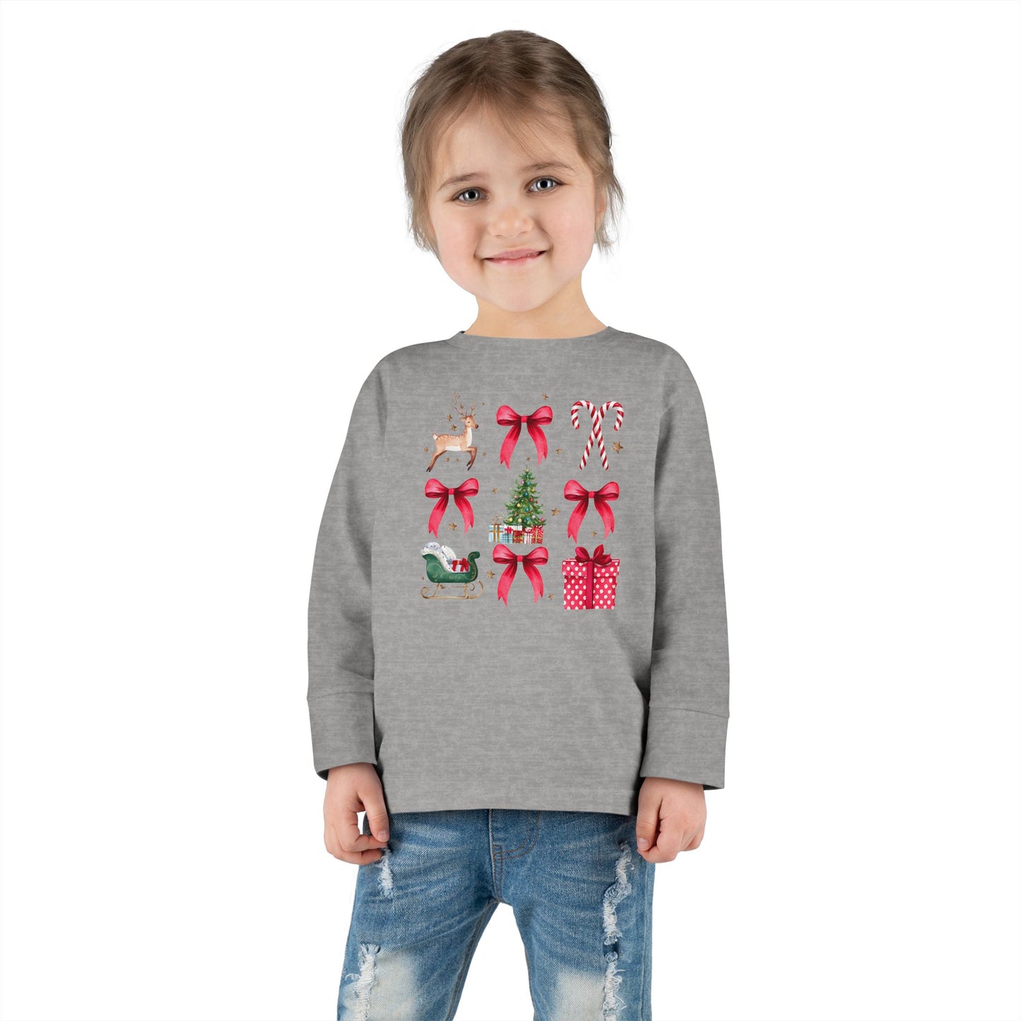 Christmas Coquette Toddler Long Sleeve Tee