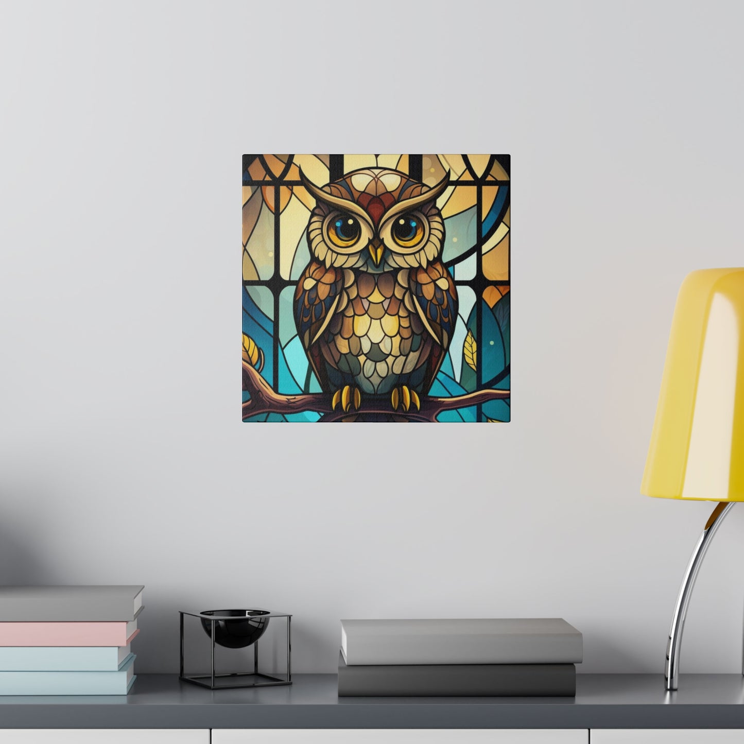 Stained Glass Owl Wall Art Matte Canvas