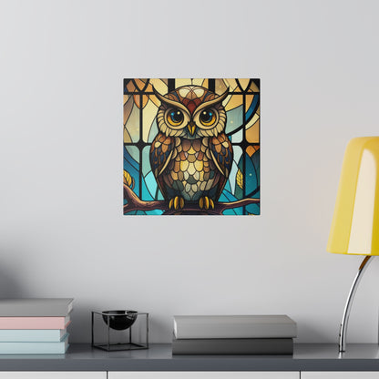 Stained Glass Owl Wall Art Matte Canvas