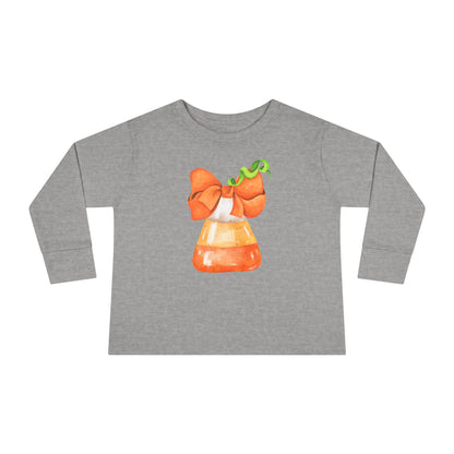 Candy Corn Coquette Halloween Toddler Long Sleeve Tee