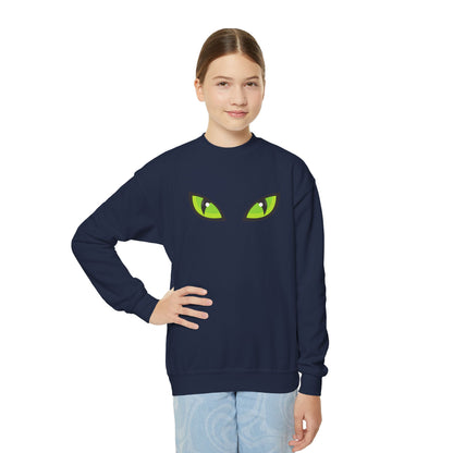 Cat Eyes Halloween Youth Crewneck Sweatshirt