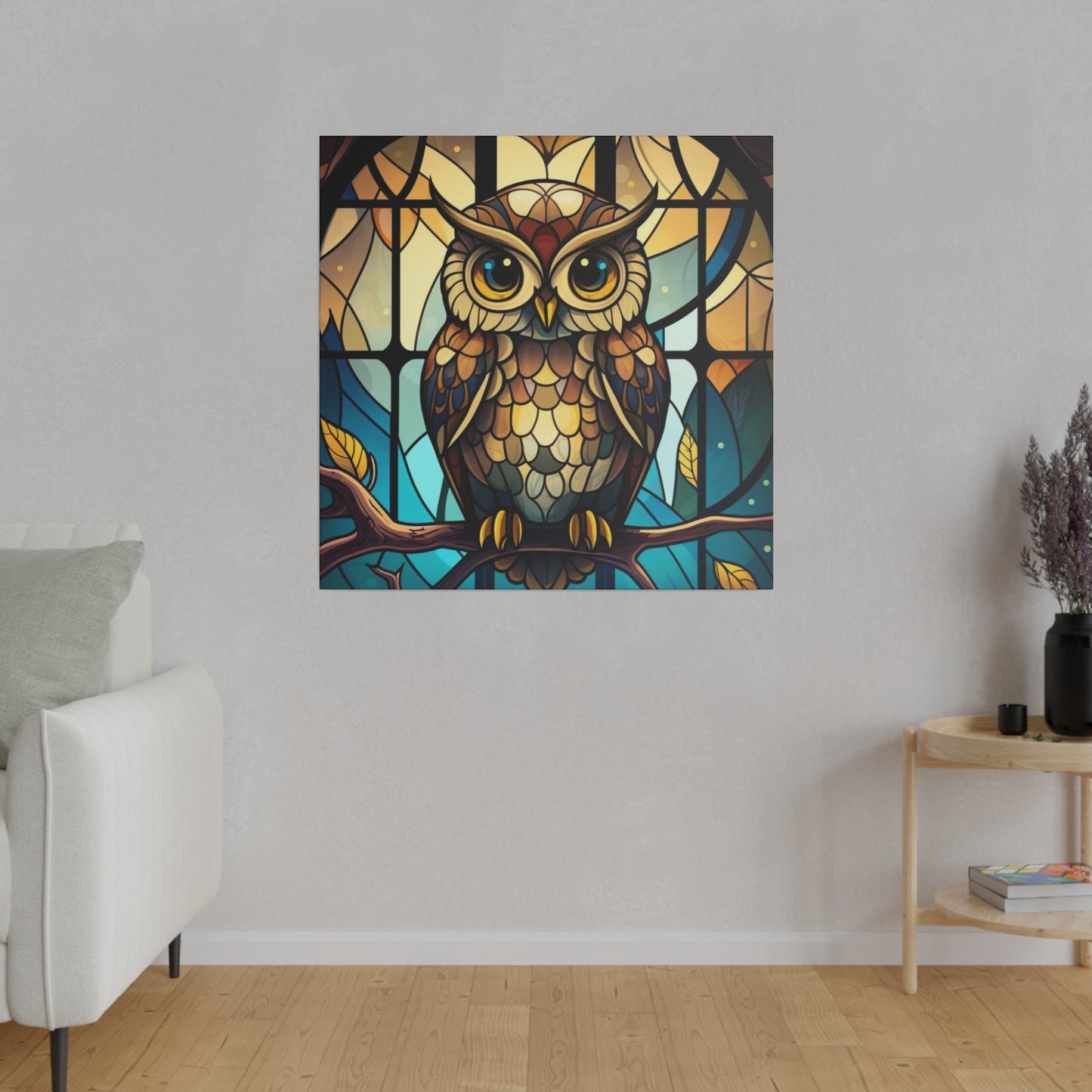 Stained Glass Owl Wall Art Matte Canvas