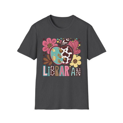 Librarian Floral Heart T‑Shirt