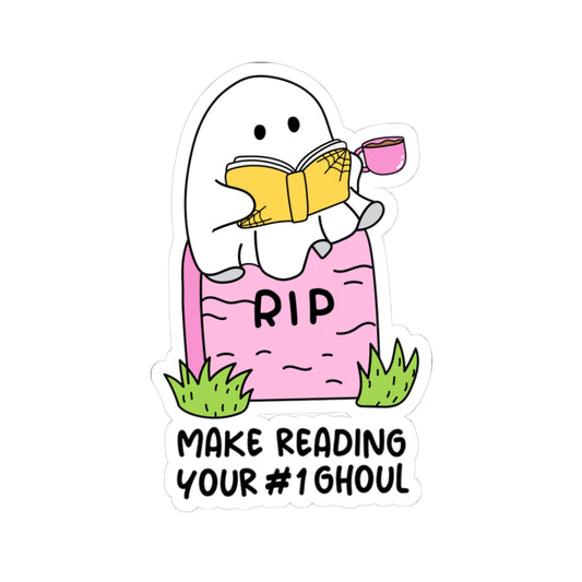 Ghoul Reading Book Lover Kiss-Cut Stickers