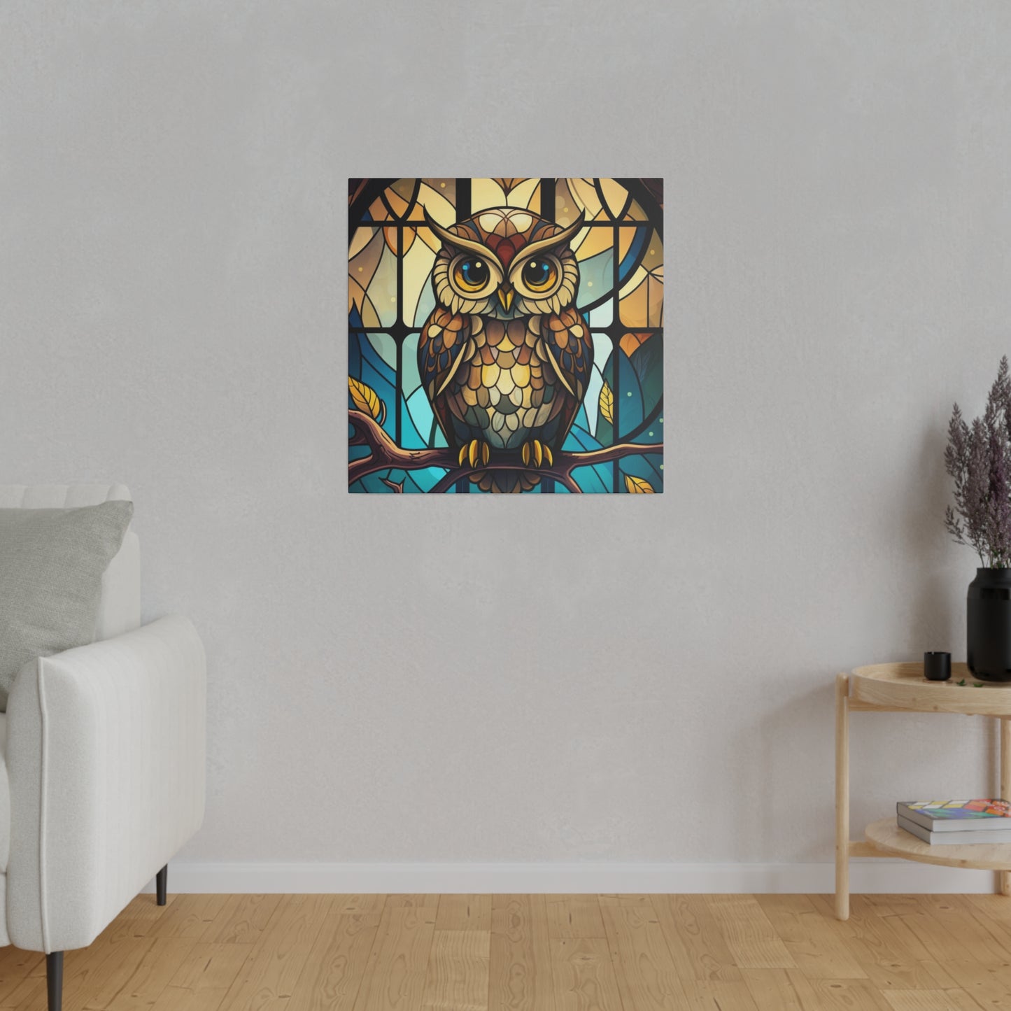 Stained Glass Owl Wall Art Matte Canvas