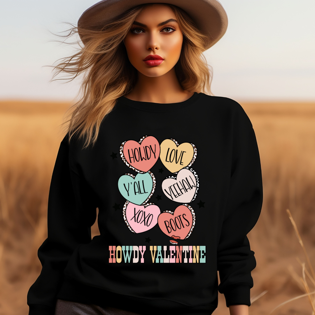 Howdy Valentine Conversational Hearts Sweatshirt