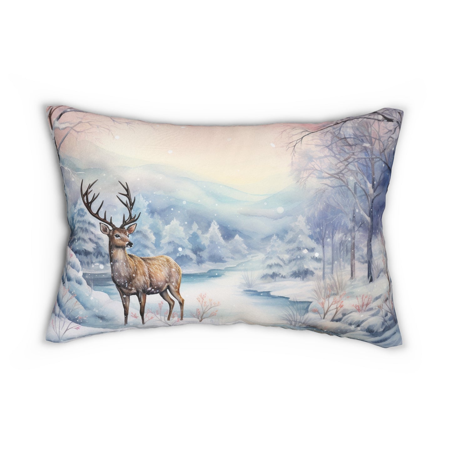 Buck in the Snow Lumbar Pillow