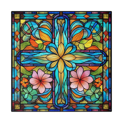 Stained Glass Cross Wall Art Matte Canvas