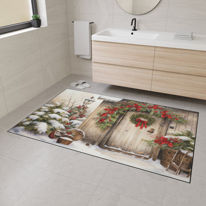 Snowy Cottage Floor Mat