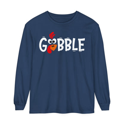 Gobble Thanksgiving Unisex Garment-dyed Long Sleeve T-Shirt