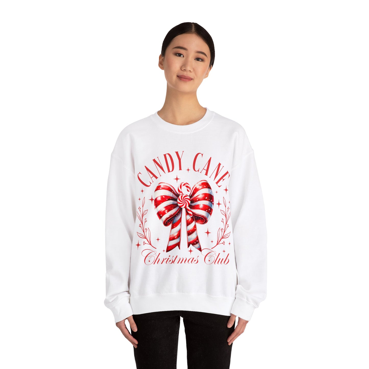 Candy Cane Christmas Coquette Bow Sweatshirt