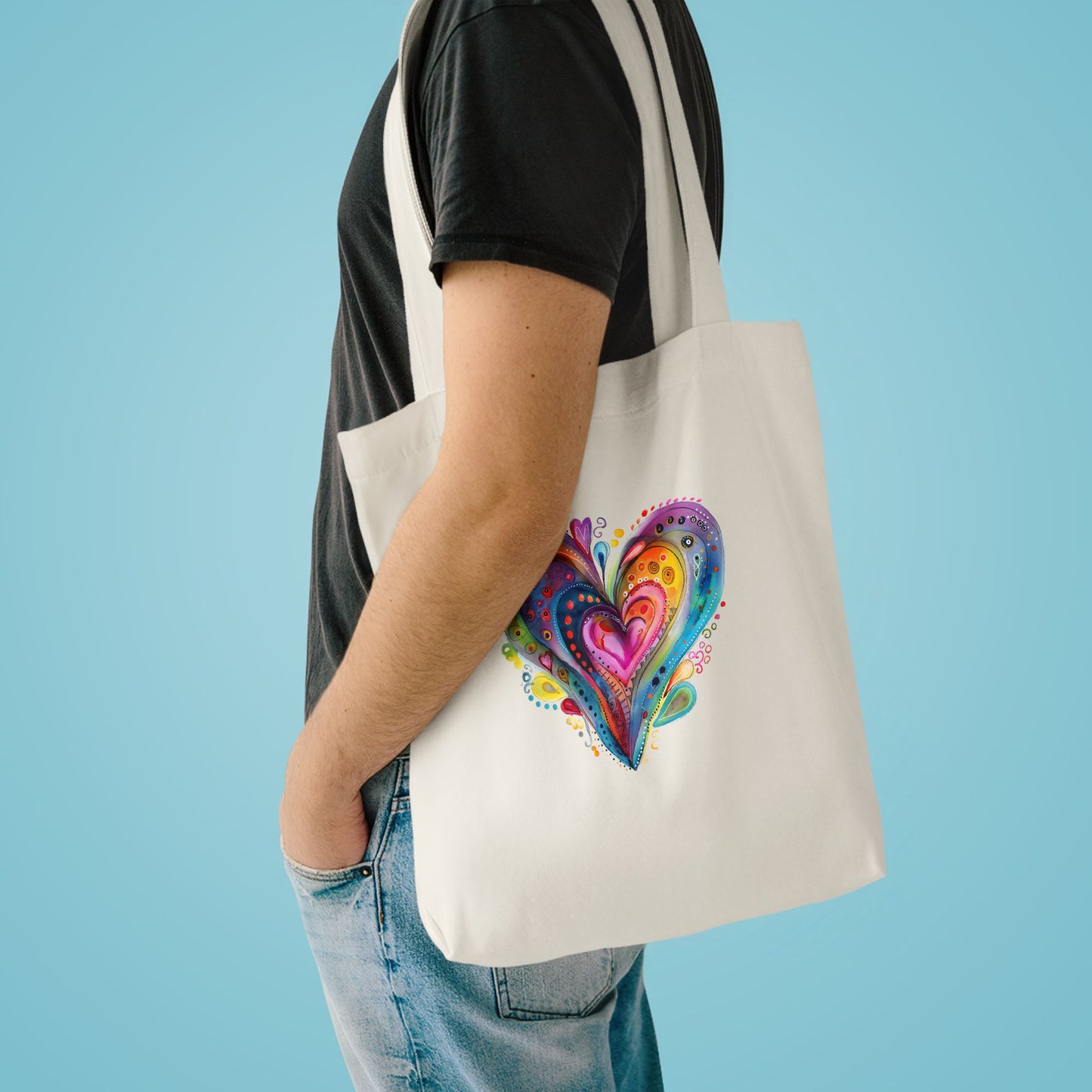 Colorful Heart Cotton Tote Bag