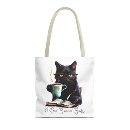 I READ BANNED BOOKS BLACK CAT Tote Bag