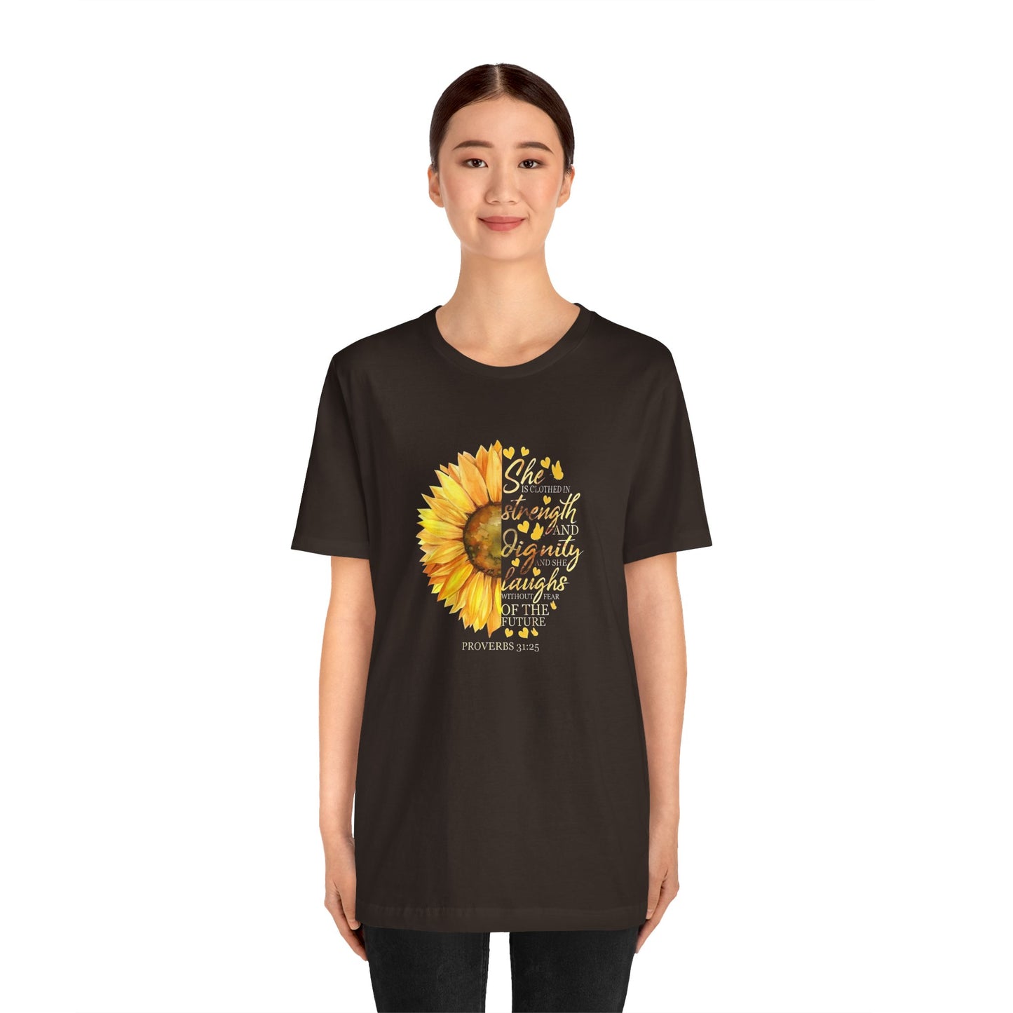 Proverbs She is Strong Sunflower T-Shirt