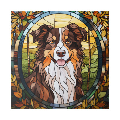 Stained Glass Australian Shepherd Dog Matte Canvas Wall Art