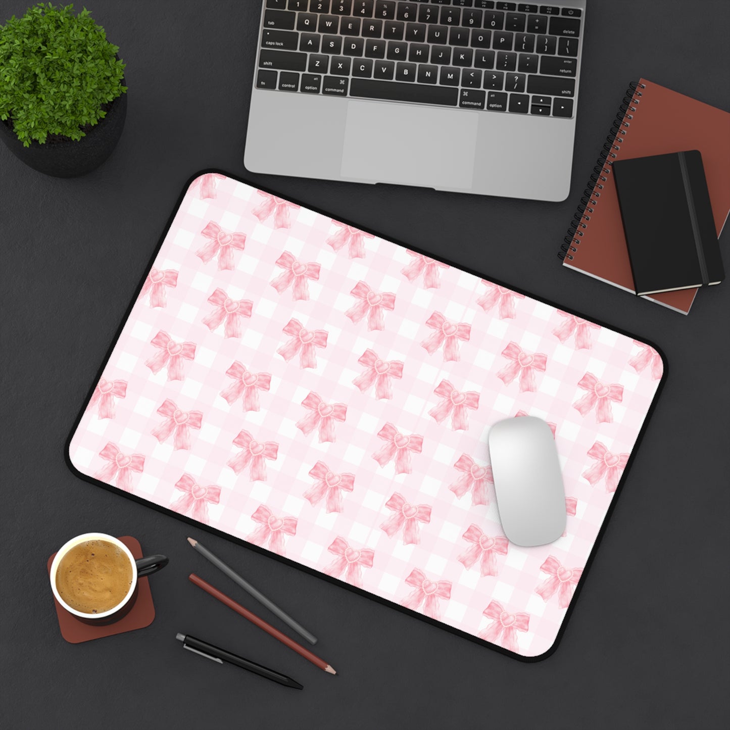 Coquette Pink Bow Dorm Decor Desk Mat