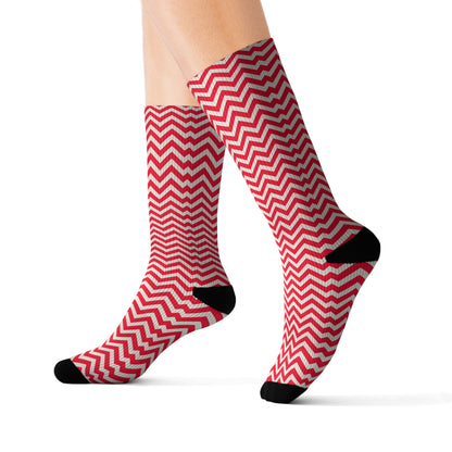 Funky Red Chevron Sublimation Socks