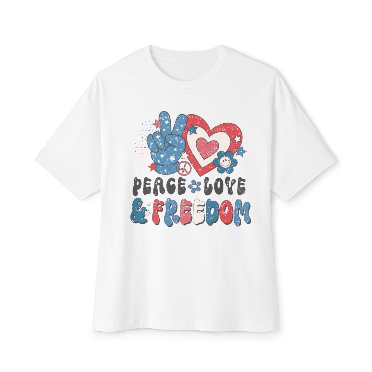 Peace Love and Freedom Oversized Boxy Tee