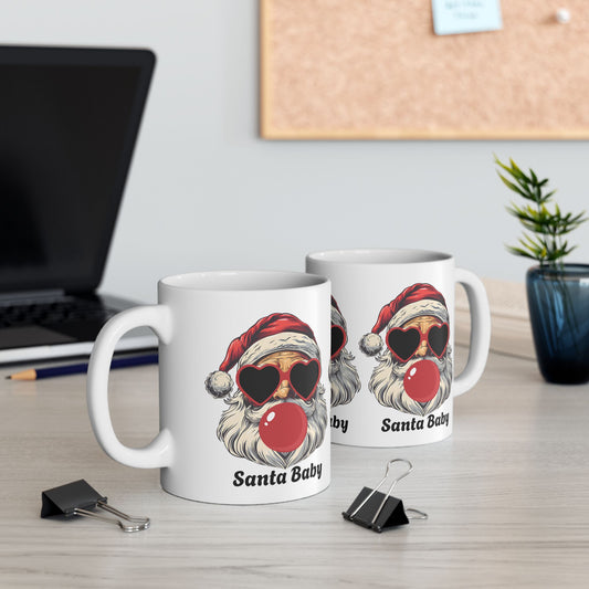 Ceramic Mug - Santa Baby with Santa Popping a Bubble Design