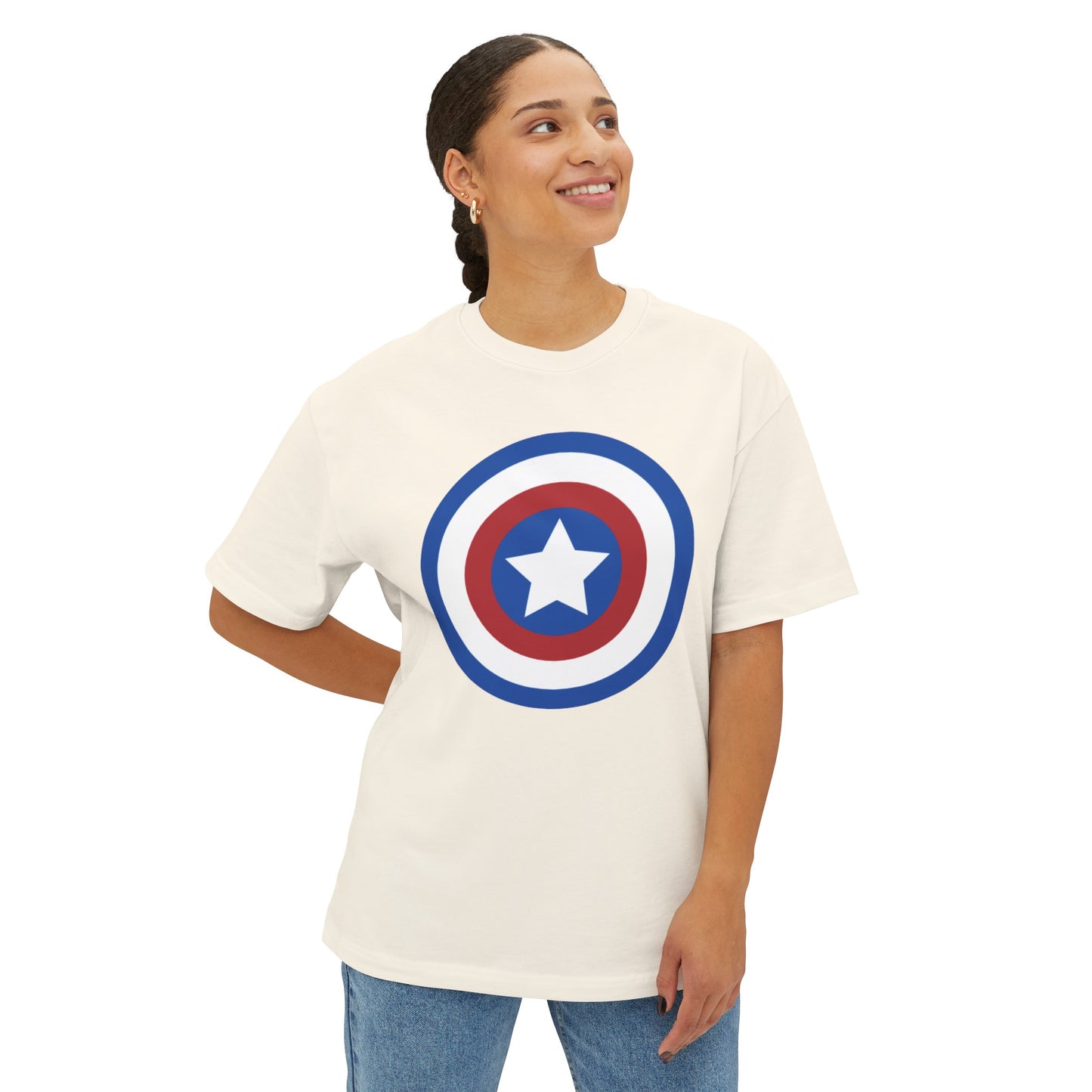 Captain America Shield 4th of July Unisex Oversized Boxy Tee