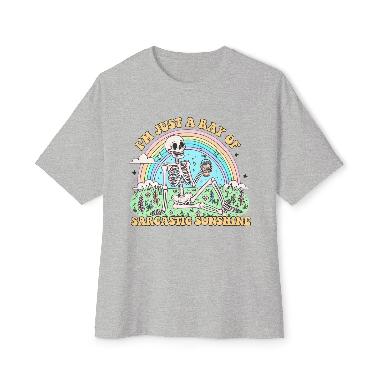 Sarcastic Skeleton Rainbow Oversized Tee