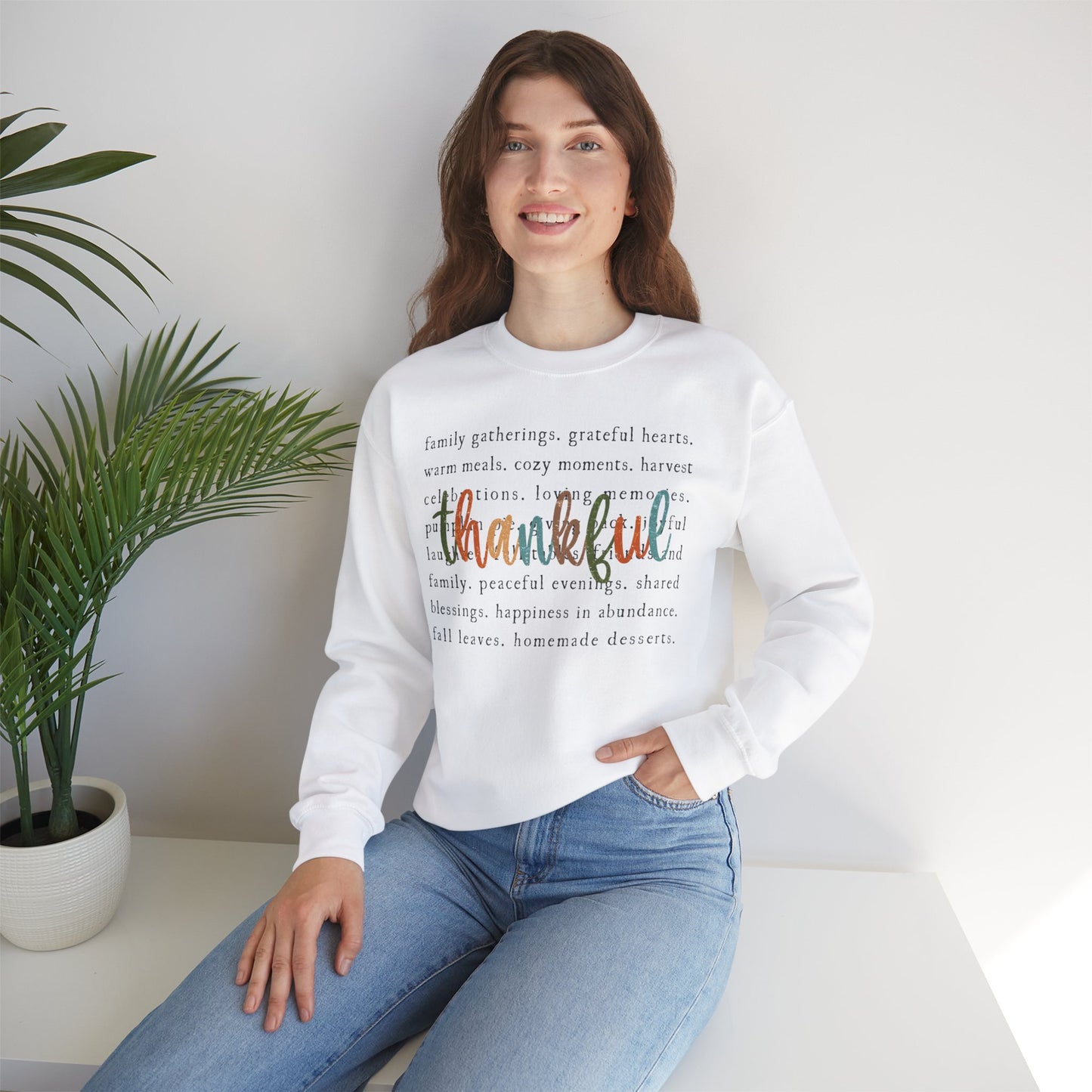 Thankful Thanksgiving Unisex Heavy Blend™ Crewneck Sweatshirt