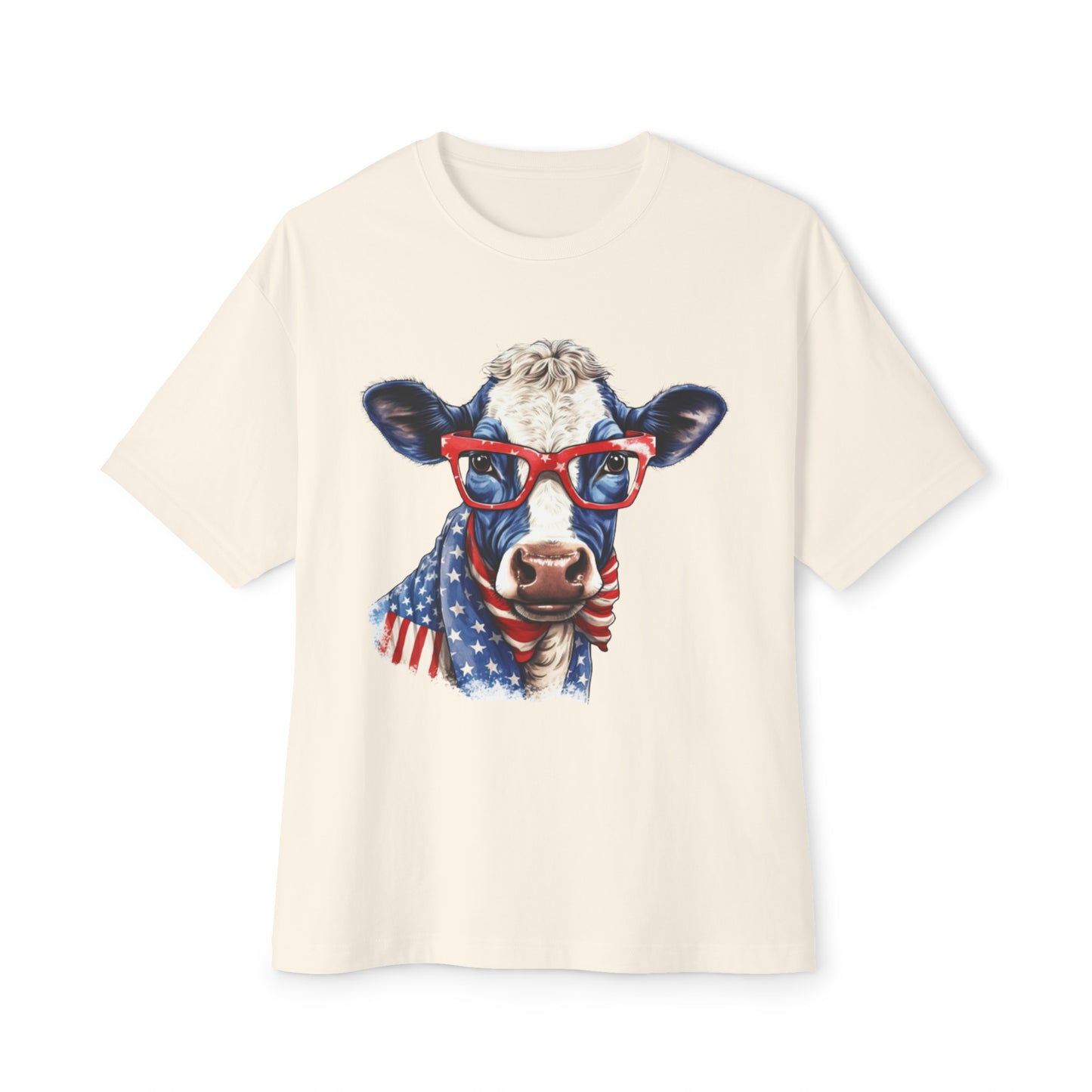 Patriotic Cow Unisex Oversized Boxy Tee