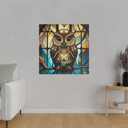 Stained Glass Owl Wall Art Matte Canvas