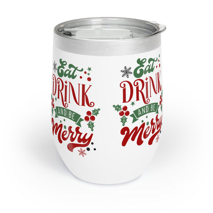 Eat Drink and Be Merry Christmas Wine Tumbler