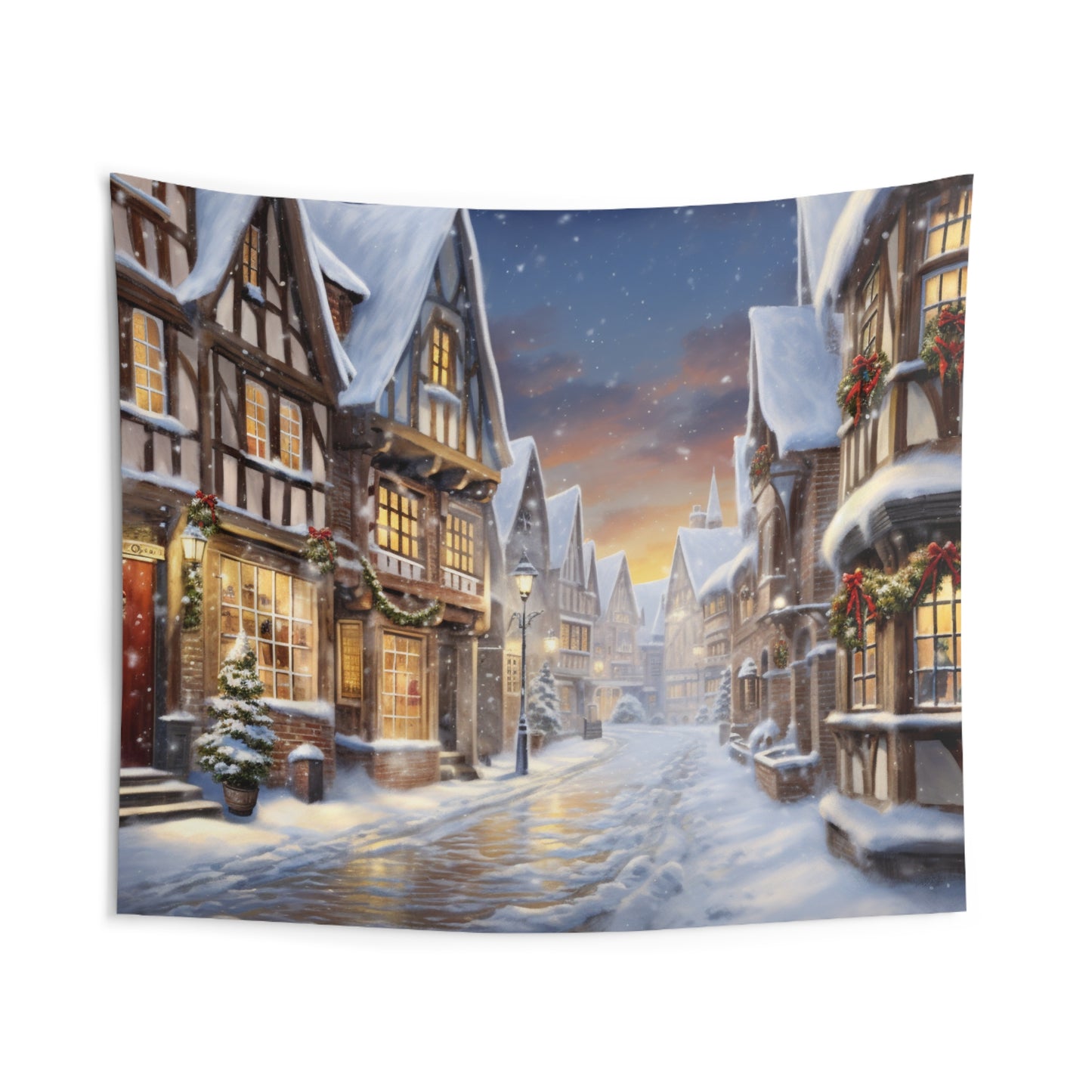 Snowy Christmas Village Tapestries