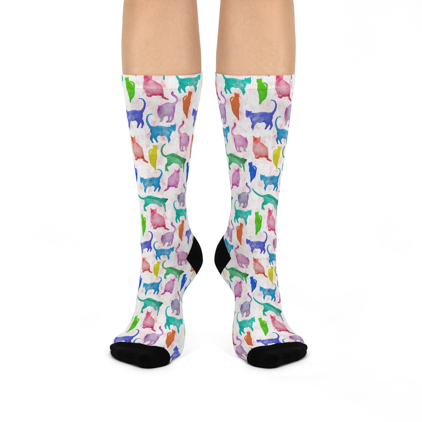 Trendy Cat Themed Crew Socks