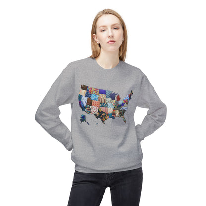 Quilted USA Map Crewneck Sweatshirt