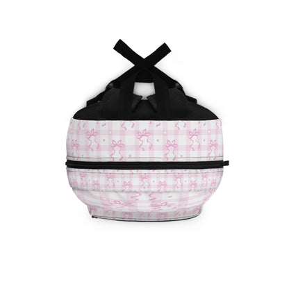 Coquette Pink Gingham Bow Backpack