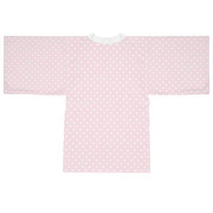 Coquette Pink Polka Dot Long Sleeve Kimono Robe