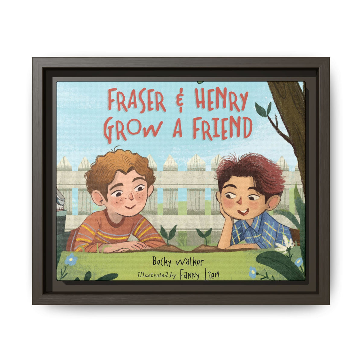 Framed Canvas Wall Art – Fraser & Henry Grow a Friend Children’s Book Illustration