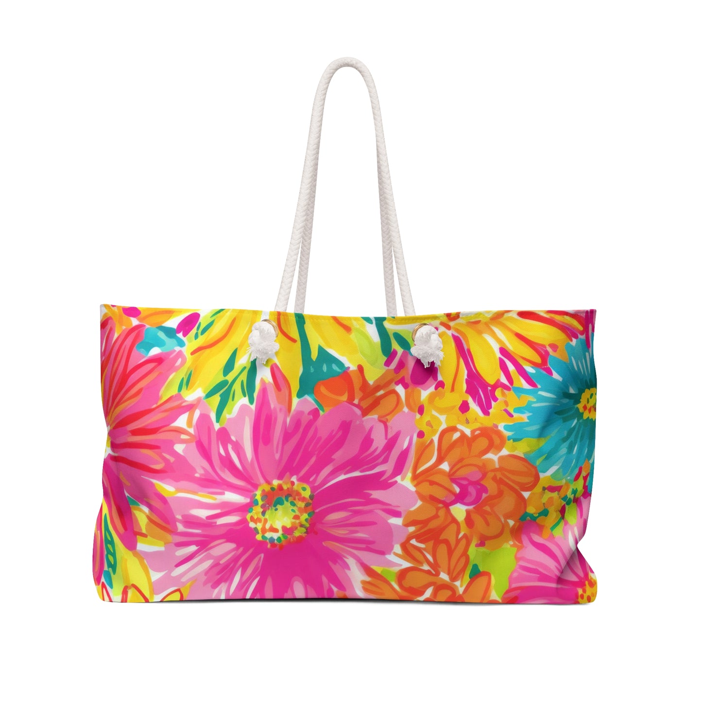 Bright Floral Beach Weekender Bag