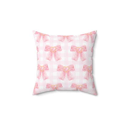 Coquette Pink Bow Square Pillow