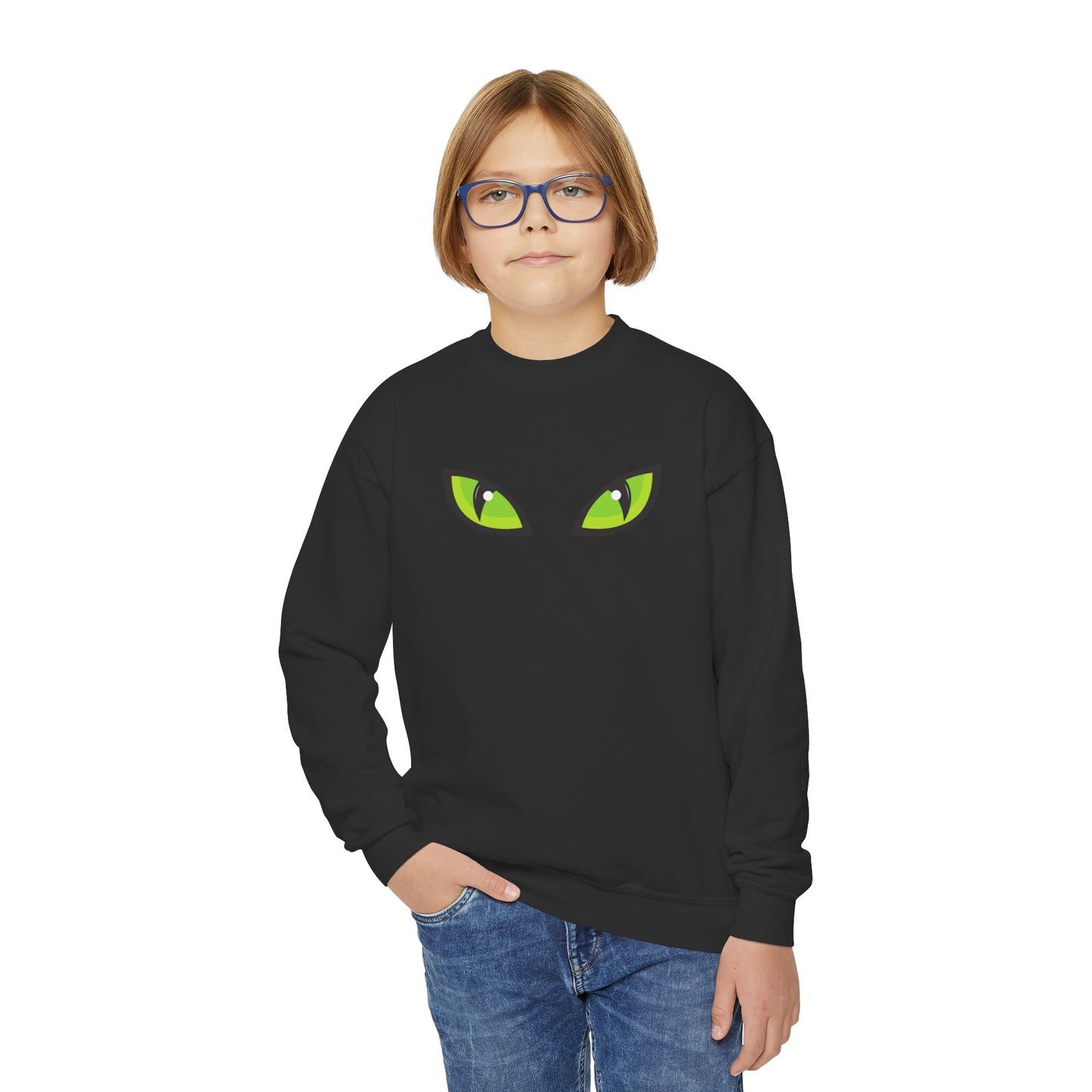 Cat Eyes Halloween Youth Crewneck Sweatshirt