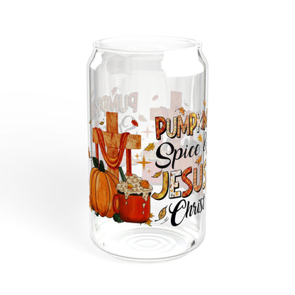 Pumpkin Spice and Jesus Christ Fall Sipper Glass, 16oz