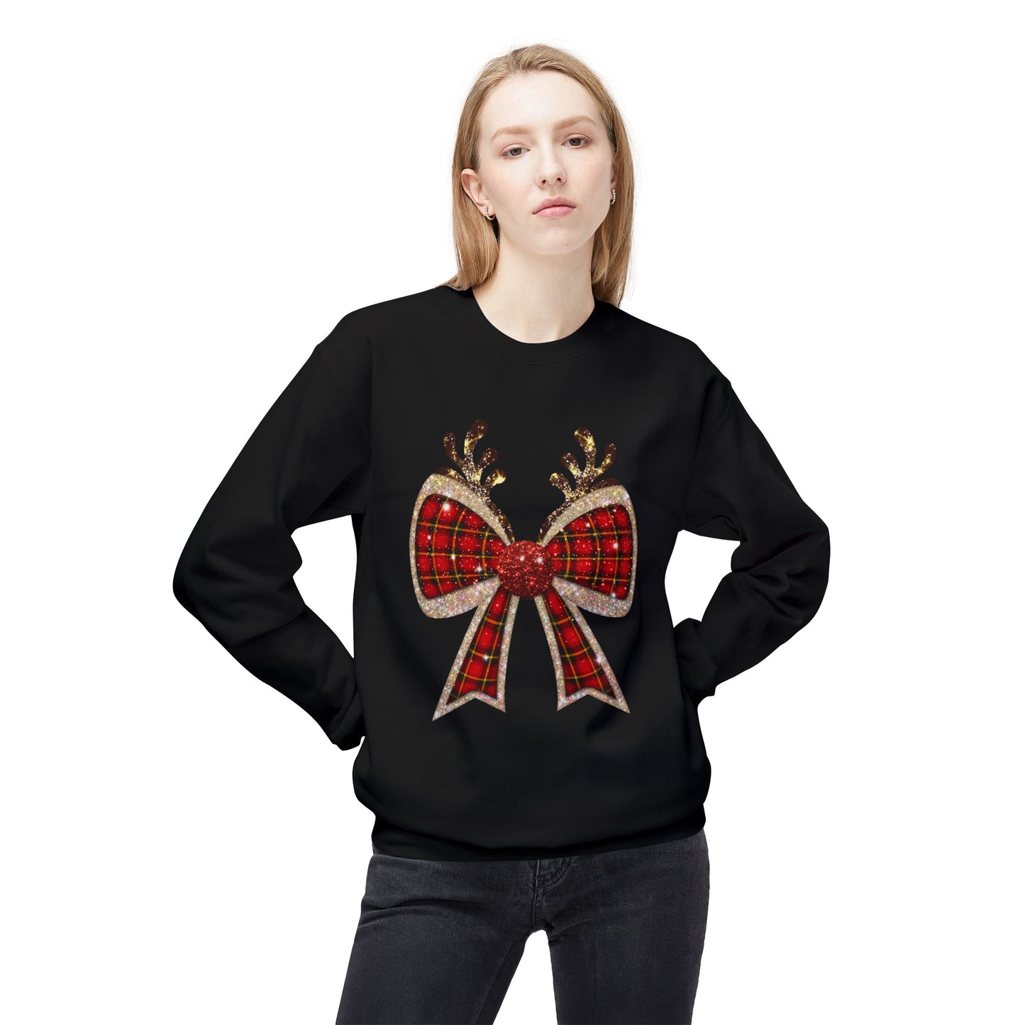 Reindeer Bow Softstyle Sweatshirt