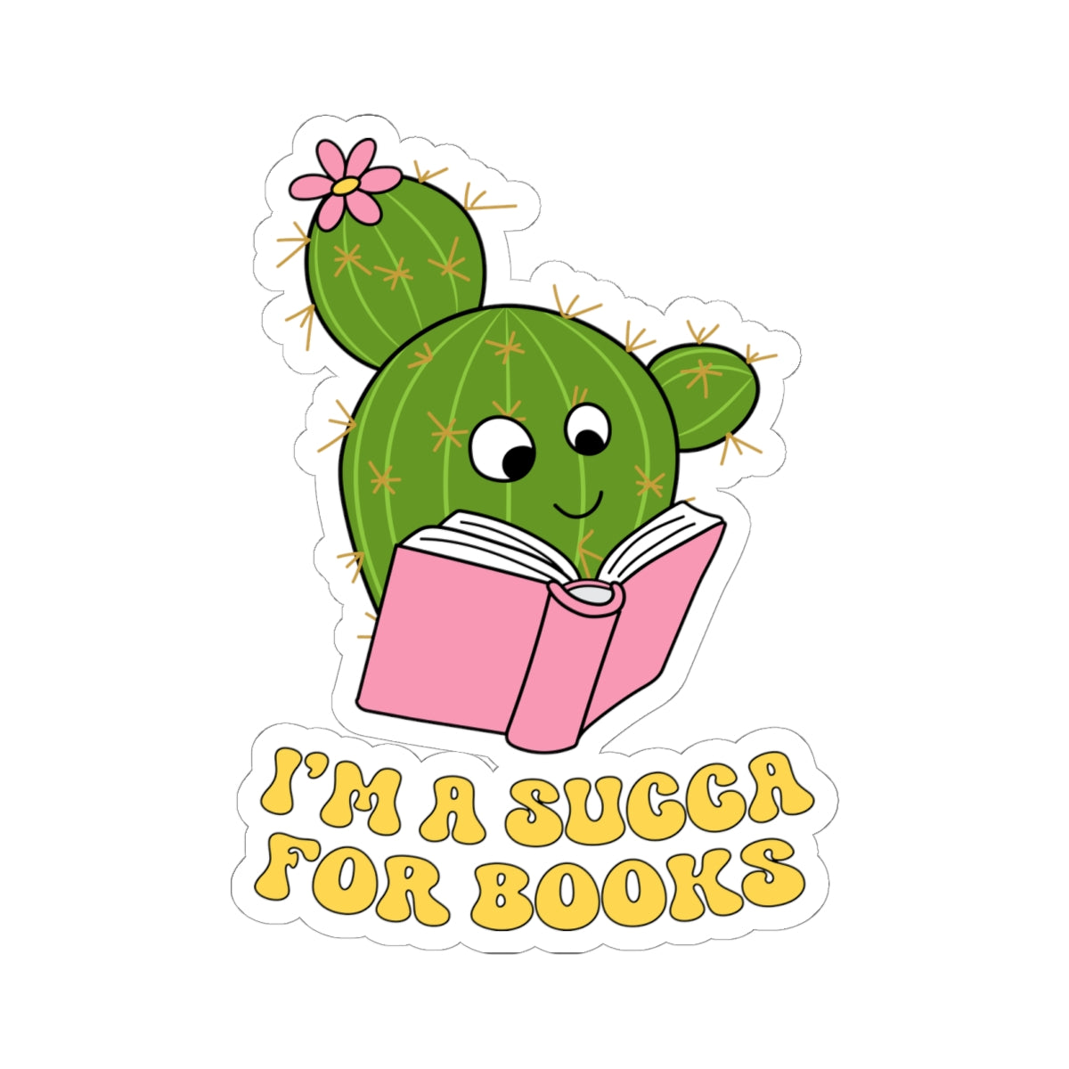 Cute Book Lover Cactus Stickers