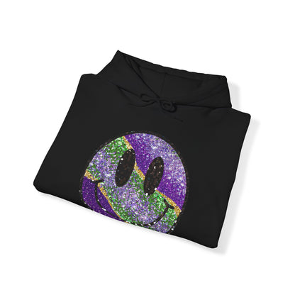 Mardi Gras Smiley Face Hooded Sweatshirt Hoodie