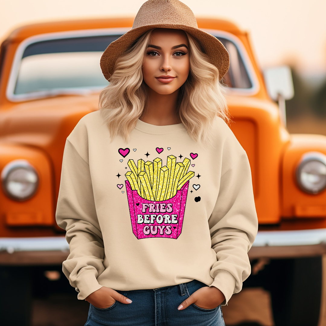 Fries Before Guys Funny Valentine's Day Sweatshirt