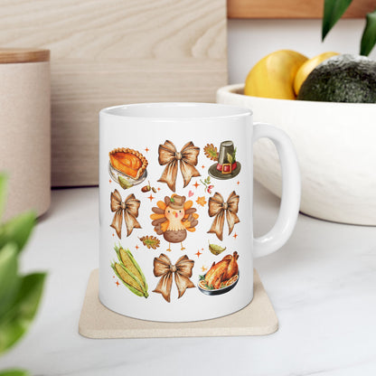 Thanksgiving Coquette Ceramic Mug, (11oz, 15oz)