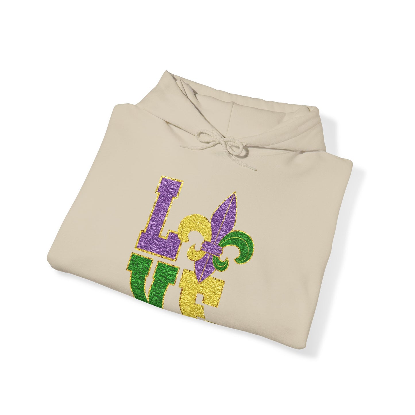 Mardi Gras LOVE Smiley Face Hoodie Sweatshirt