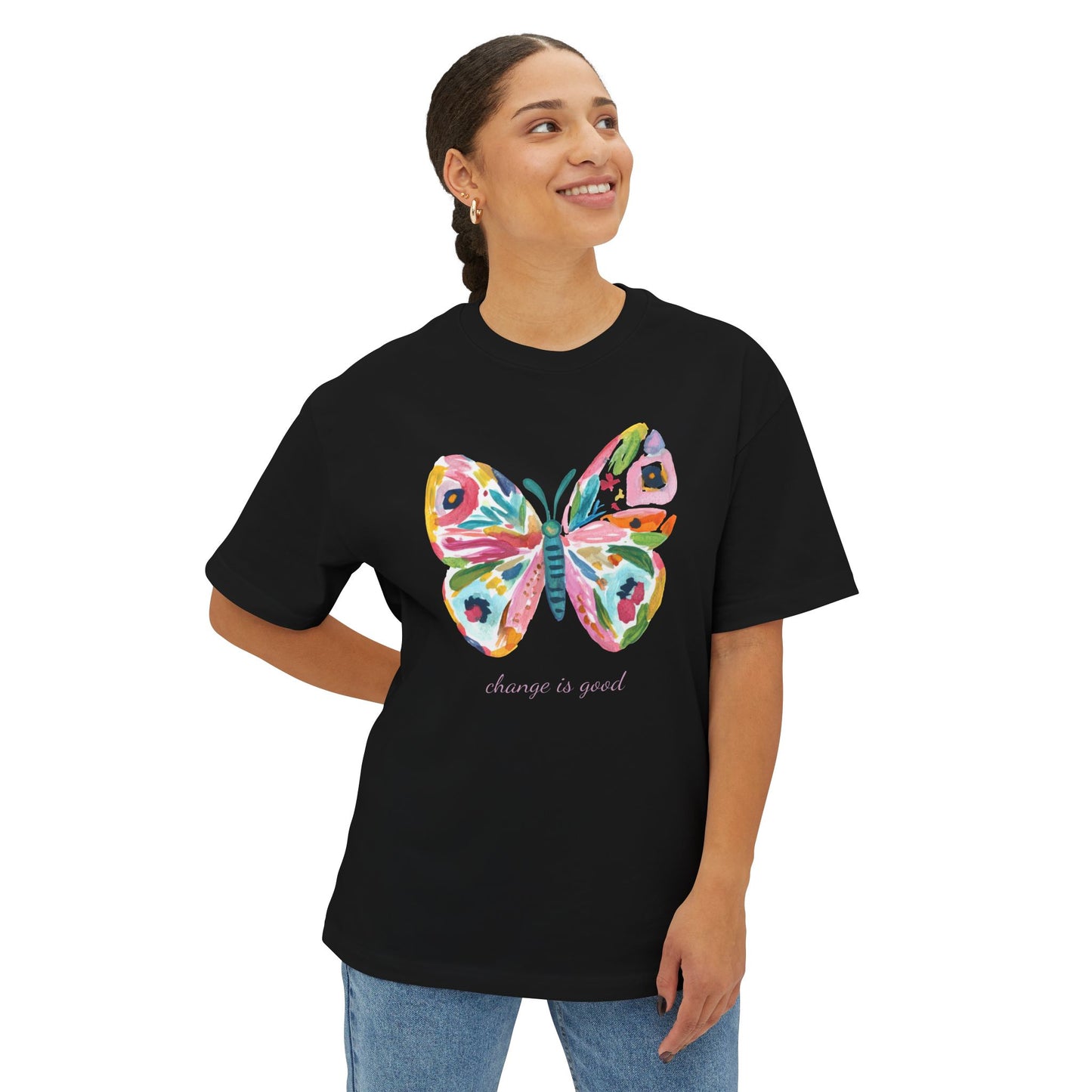 "Change is Good" Colorful Butterfly Oversized T-Shirt