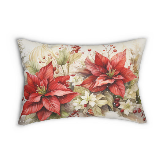 Christmas Poinsettia Lumbar Pillow